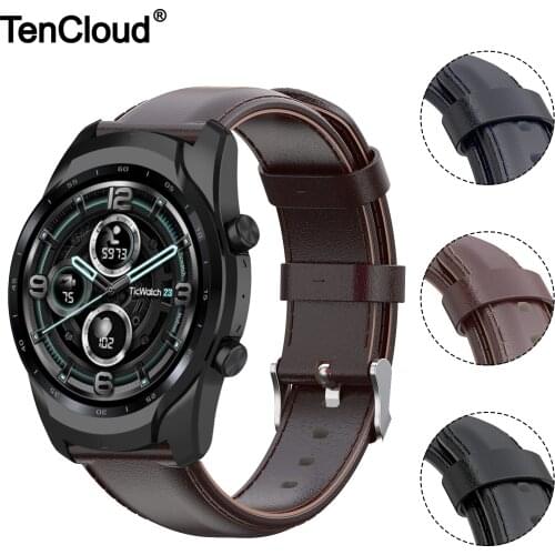 Genuine Leather Band For Ticwatch Pro 3 GPS 4G/LTE Watch Strap For Ticwatch Pro 2020/GTX/E2/S2 Replacement Bracelet High Quality