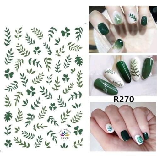 Self-adhesive 3D Stickers for Nails Green Leaf Grass Nail Art Decorations Small Size Fashion Stickers Women Girl Nail Foils