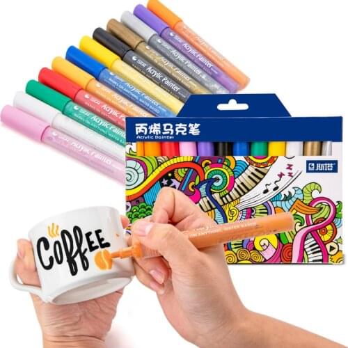 STA12/24 Colors Bright Colorful Waterproof Metallic Acrylic Paint Art Marker Pen Sketch Craft Scrapbook Set Cartoon Design Manga