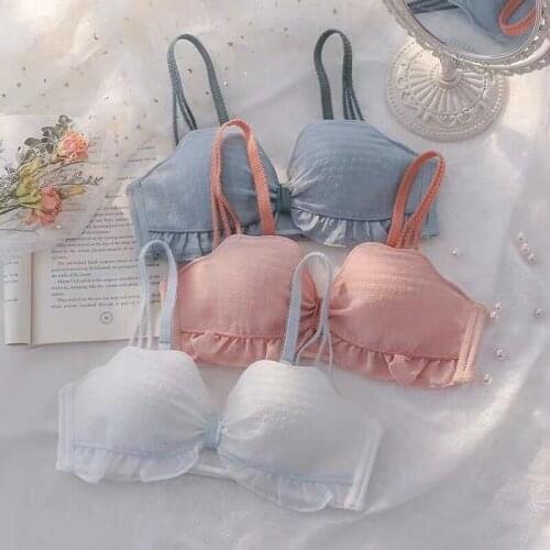 Training Bra Set for Teen Grils Wireless Cute Puberty Girls Training Bra Lot Bra And Panty Set for Teenagers 32/34/36/38 KF334