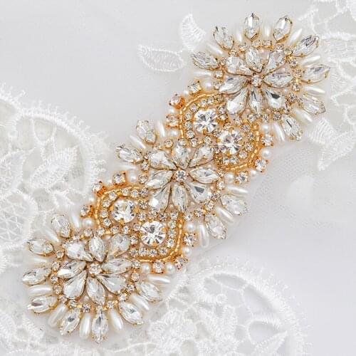 WENXI 10PCS Handmade Beaded Sewing Bridal Sash Crystal Silver Clear Rhinestone Applique For Wedding Dresses Belt IRON ON WX930