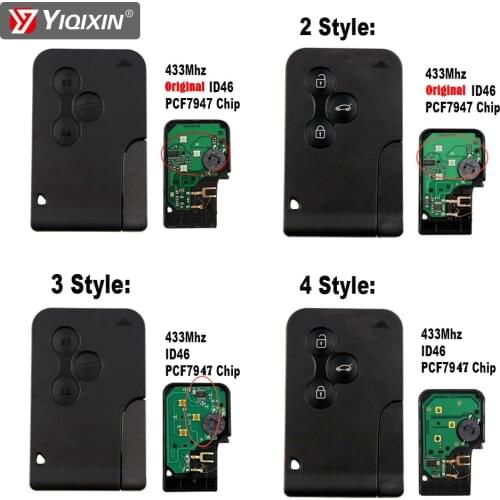 YIQIXIN 3 Button 433Mhz PCF7947 Chip Smart Key Card Remote Car Key For Renault Megane II Scenic II Grand Scenic 2003-2008