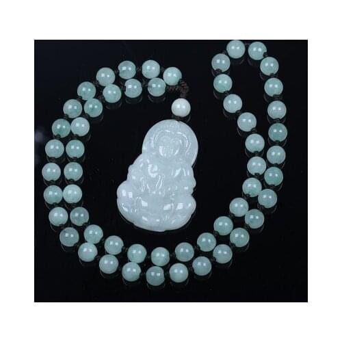 Zheru Jewelry Natural Burmese Jade A-level Guanyin Pendant Necklace Jewelry Best Gift