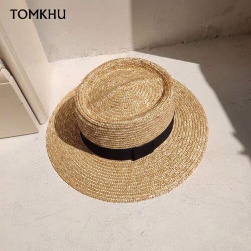 2020 New Summer Wide Brim Straw Hat Big Sun Hat for Women Anti-UV Panama Beach Hat Ladies Bowknot Derby Hat Chapeau Femme