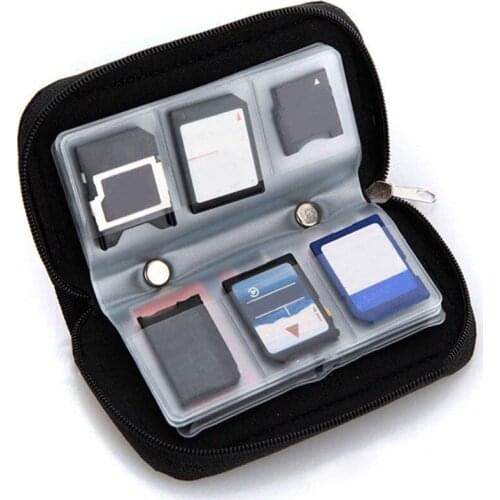 1PC Black Solid SD SDHC MMC CF For Micro SD Memory Card Carrying Pouch bag Case Holder Wallet Protector