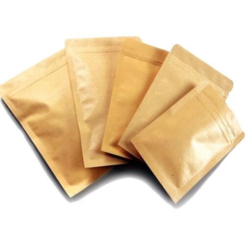 100pcs 12 size Kraft Paper Doypack Zip Lock Pouch with Aluminum Foil Food Tea Snack Coffee Storage Resealable Ziplock/zipper Bag