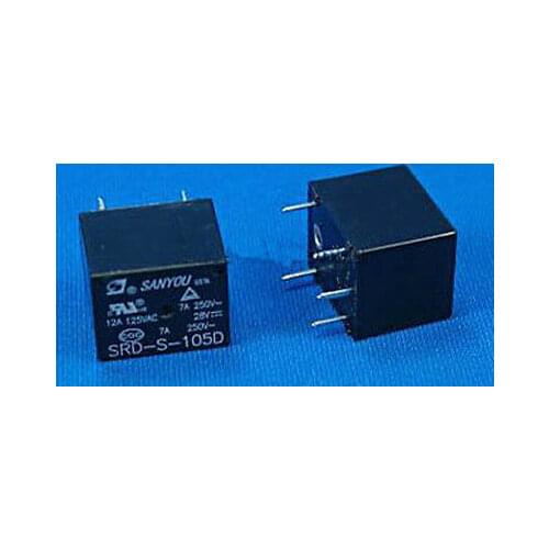 100 pcs PCB type Mini Power Relay 5V DC coil SRD-S-105D