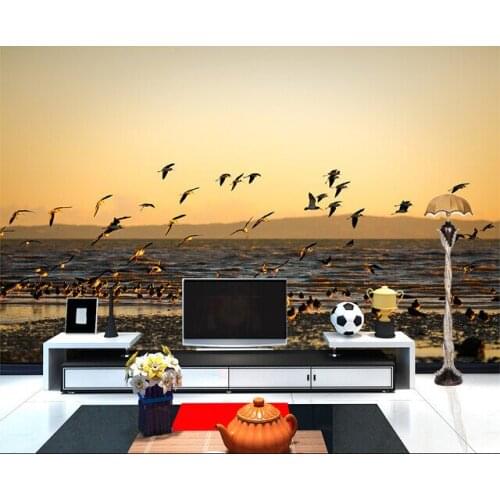 Custom 3D photo wallpaper, sunset beach scenery mural for the living room bedroom TV background wall waterproof papel de parede