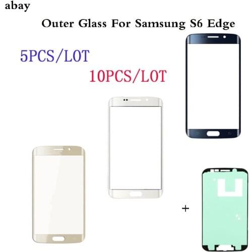 5pcs/10pcs Wholesale 5.7'' For Samsung Galaxy S6 Edge G925F G925A Front Outer Glass Lens Touch Screen Panel adhesive Replacement