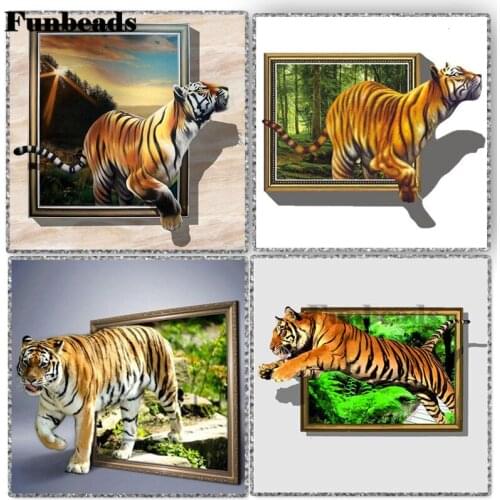 Diamond Painting 5d Tiger Cross Stitch Rhinestones Diamond Embroidery Animal Wall Art Needlework Gift Handmade Home Decor FF4204