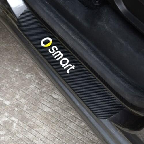 For Smart Fortwo Forfour Forjeremy Car Scuff Plate Door Sill Stickers Carbon Fiber Auto Scratch Protector Car Tuning Accessories