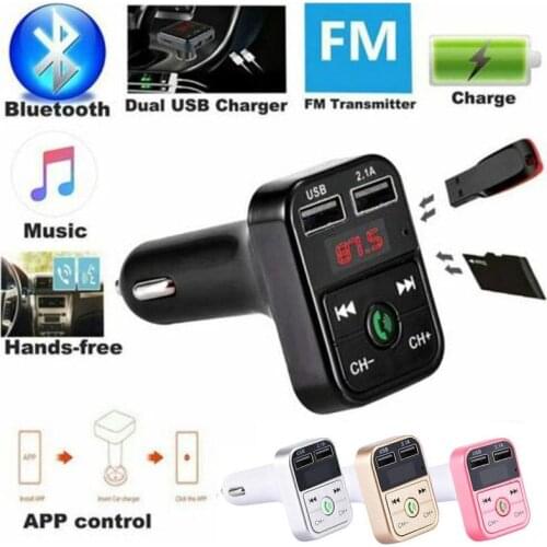 Car Bluetooth 5.0 FM Transmitter Wireless Handsfree Audio Receiver Auto MP3 Player 2.1A Dual USB Fast Charger Car Accessories