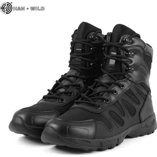 Men Tactical Military Boots Winter Leather Waterproof Desert Combat Army Work Shoes Mens Ankle Boot Man Autumn Winter Breathable
