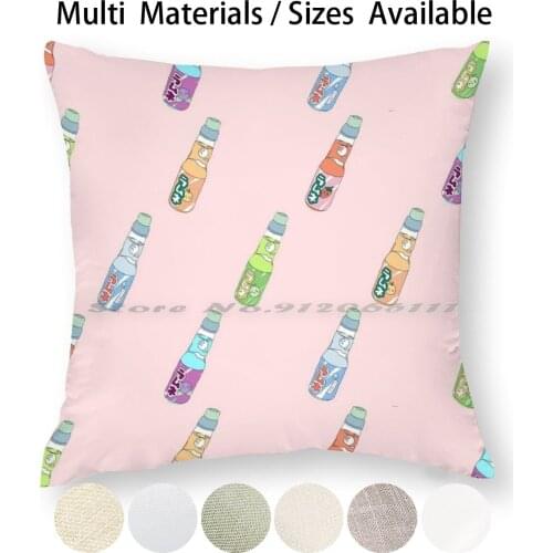 Kawaii Soda Drink Pattern Pillow Case Throw Pillow Cover Cotton Linen Flax Ramune Soda Drink Orange Kawaii Japanese Cute Tokyo
