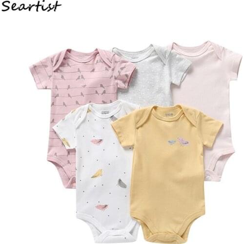 Seartist Wholesale 5Pcs/lot Baby Girls Bodysuit Bebes Summer Jumpsuit Newborn Short Sleeved Jumpsuits Toddler Rompers 2021 35