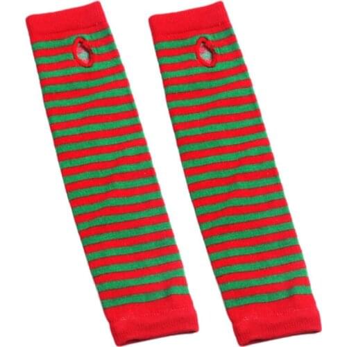 Women Winter Cable Knitted Long Fingerless Gloves Striped Thumbhole Arm Warmers Q1QA