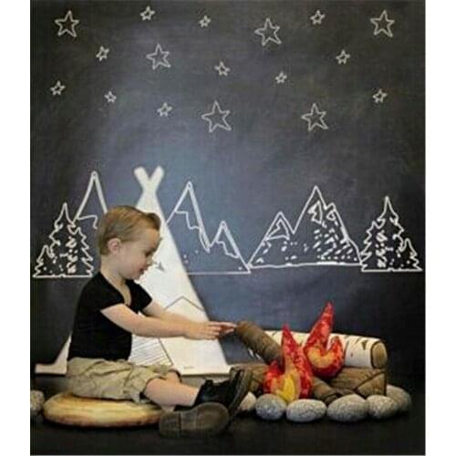 Blackboard White Chalk Photography Backdrops for Newborn Mountain with Stars for Kids Photocall 5x7ft Newborn Photo Background