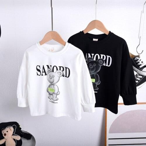 T Shirt Cartoon Animals Baby Kids Boys Girls T Shirt Children Cotton Long Sleeves Autumn Clothing Bear Print Toddler T Shirt