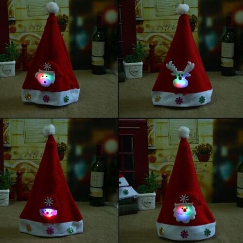 Hot sell Christmas adult hat Santa Claus doll snowflake with LED cartoon stereo Christmas hats Christmas decorations AA035