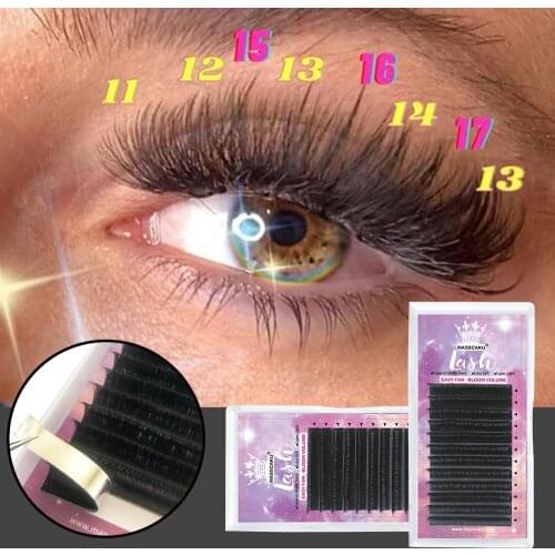 MASSCAKU Automatic Flowering Eyelash Extension Fast Fans Lashes Easy Blooming Eyelashes 0.05-0.10mm Silk False Lash Handmade