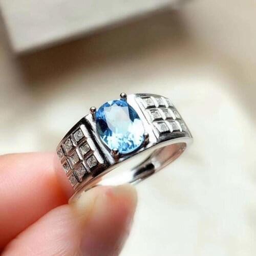 Natural Topaz Silver Ring for Man 6mmx8mm VVS Grade Topaz Ring 925 Silver Topaz Ring for Daily Wear Topaz Jewelry