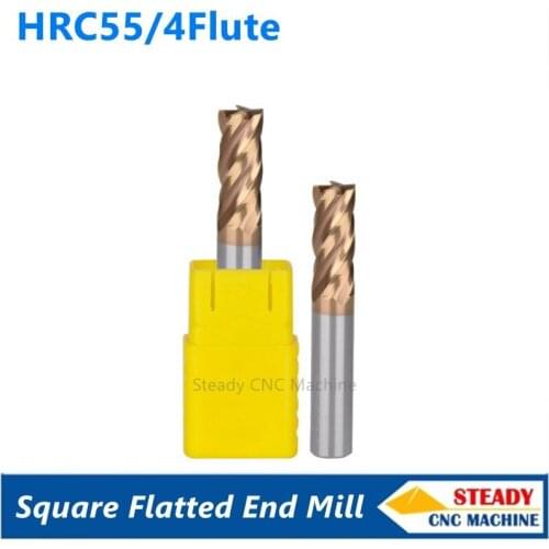 HRC60 4 flute square flatted end mill milling cutter for cutting steel