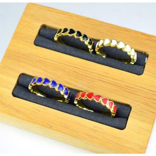 Korean colorful fashion enamel love heart fine circle ring geometry irregular adjustable ring party wedding jewelry