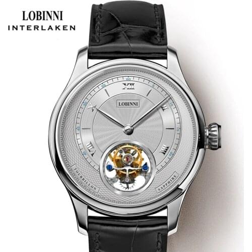 LOBINNI Luxury Mens Seagull Movement Tourbillon Mechanical Watch Sapphire Glass 5ATM Waterproof Men Wrist Watch
