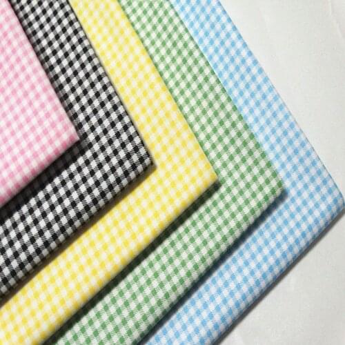 Fashion 50x160cm 6 Colors Pink Yellow Red Black Blue Green Plain Checks Printed Cotton Fabric For DIY sewing Quilting Bedding Cl
