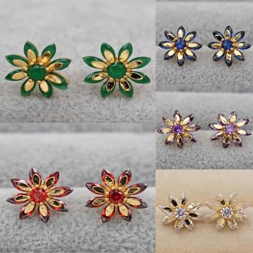 Fashion earrings for women Jewelry Gold Stone Crystal Green earrings Zircon Gold Earring For Women Luxury Stud Earrings