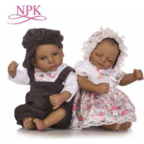NPK sweet small 12inch 25cm soft silicone vinyl real soft gentle touch reborn baby doll black cute dolls Christmas gift for kids