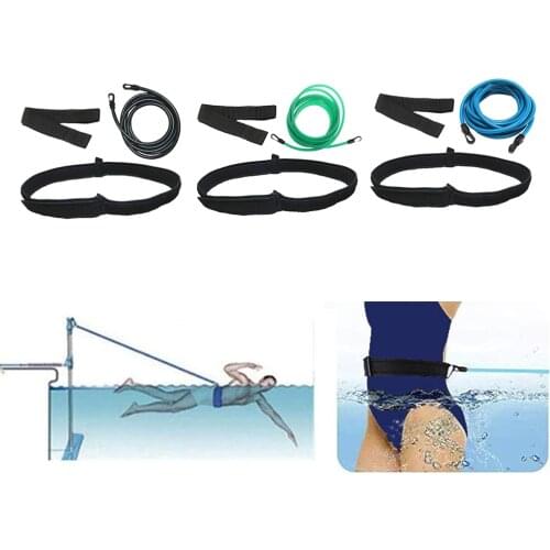 3pcs Swim Training Belt Set Resistance Band Tether Stationary Swimming Cords Pool Swim Practic Aid Tool