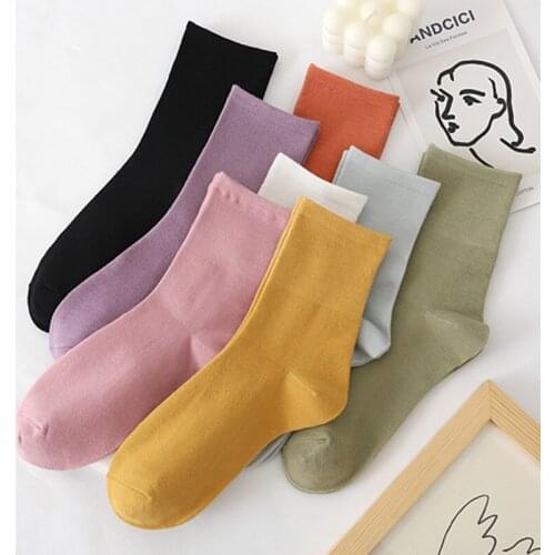 Socks Women Cotton Summer Short Crew Socks Black White Solid color Fashion Casual Calf Sock Female Girls Harajuku Sexy Socks Sox