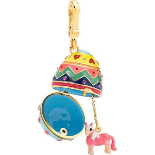 New Zodiac Animal Egg Pendant Keychain Pendant Hand-Painted Enamel Crafts European And American Simple And Elegant Necklace