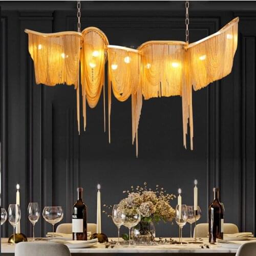 New luxury large chain tassel pendant lamp LED gold/silver customizable aluminum