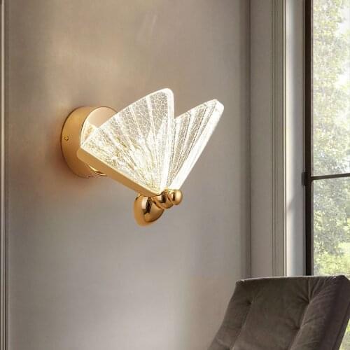 New Modern Minimalist Butterfly-Shaped Wall Lamp Bedroom Study Restaurant Cafe Hotel Cub Hotel Lights