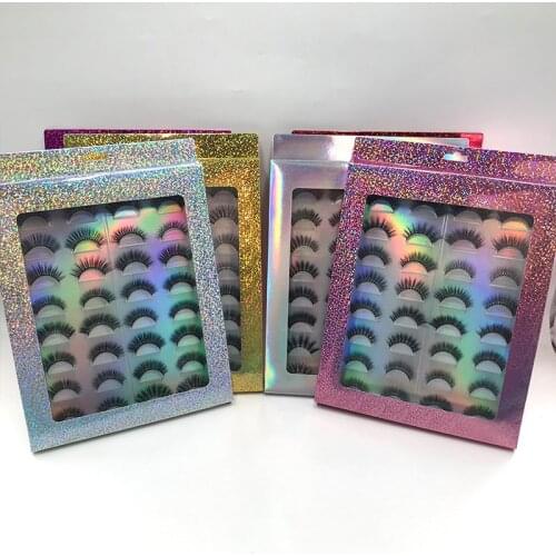 Wholesale 16 Pairs Lashes Tray Natural 3D 5D False Eyelashes Free Glitter Holographic Eyelash Book