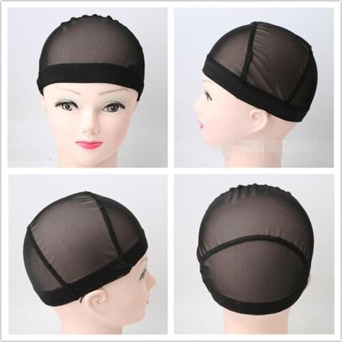 Wholesale Fashion Stretchable Weaving Cap Elastic Nylon Mesh Net Dome Style Mesh Wig Cap For Making Black Color