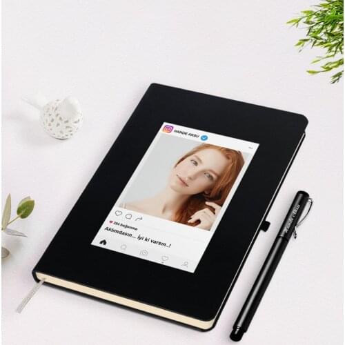 Personalized Heart Photo Spotify With Barcode Black Notebook Pen Seti-1