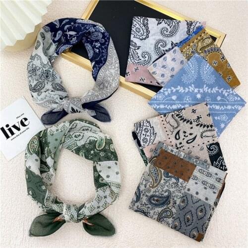 CYGJFC 58*58CM Woman Patchwork Square Bandana Women Kerchief Korean Style Headscarf Women Hair Accessories Turban Scarf Headwear