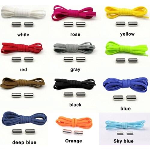 12 Colors Elastic No Tie Shoelaces Semicircle Shoe Laces For Kids and Adult Sneakers Shoelace Lazy Metal Lock Laces Shoe Strings