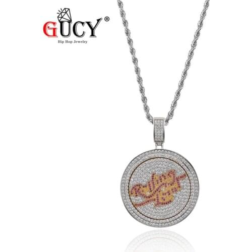 GUCY Hip Hop Music Festival Rolling Love Spinner Pendant Necklace Micro Pave Cubic Zircon All Iced Out Rotatable Pendants Gifts