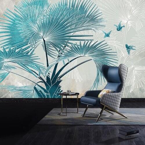 Custom Photo Wall Paper 3D Embossed Palm Tree Bird Mural Living Room Bedroom Modern Luxury Wallpaper Home Decor Wall Painting