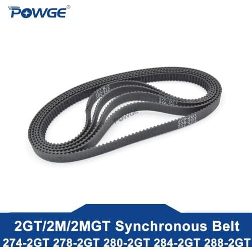 POWGE 2MGT 2M 2GT Synchronous Timing belt Pitch length 274/278/280/284/288 width 6mm/9mm Teeth 137 139 140 142 144 Rubber closed