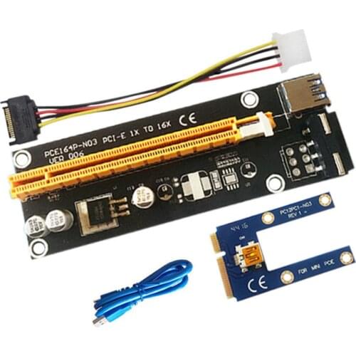 1 to 6pcs VER006 PCI Express PCI-E Riser Card PCIE 1X to 16X 60CM USB 3.0 Cable SATA to 4Pin Power for Bitcoin Miner Mining