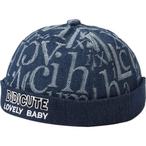 Baby Docker Cap Children Brimless Hat Denim letters Girls Boys Beanie Hats Cotton Retro Adjustable Spring Landlord Sailor Cap