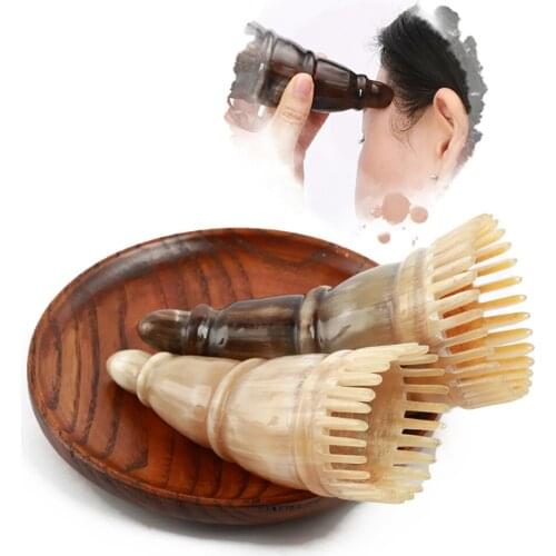 Head Brush Health Massage Comb Chinese Guasha Yak Hoorn Tools Anti-Static Comb for Head Pressure Acupoint Massage Acupuncture
