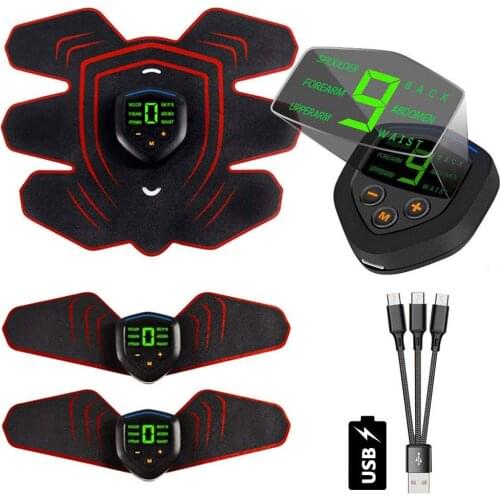 EMS Muscle Electro Stimulator Abdominal Muscle Toner Abs Trainer with LCD Display USB Rechargeable Fitness Training Gear Ab Belt