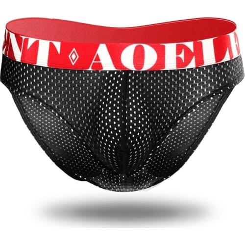 Sexy Mens Underwear Briefs Bikini Ice Silk Panties Man Breathable Mesh U Convex Pouch Underpants Male Short Ropa Interior Homme
