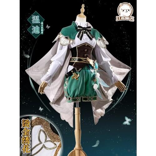 STOCK Amine Genshin Impact Venti Cospaly Costumes Lovely Game Cosplay Womens Clothing Sizes XS-XL 2021 New